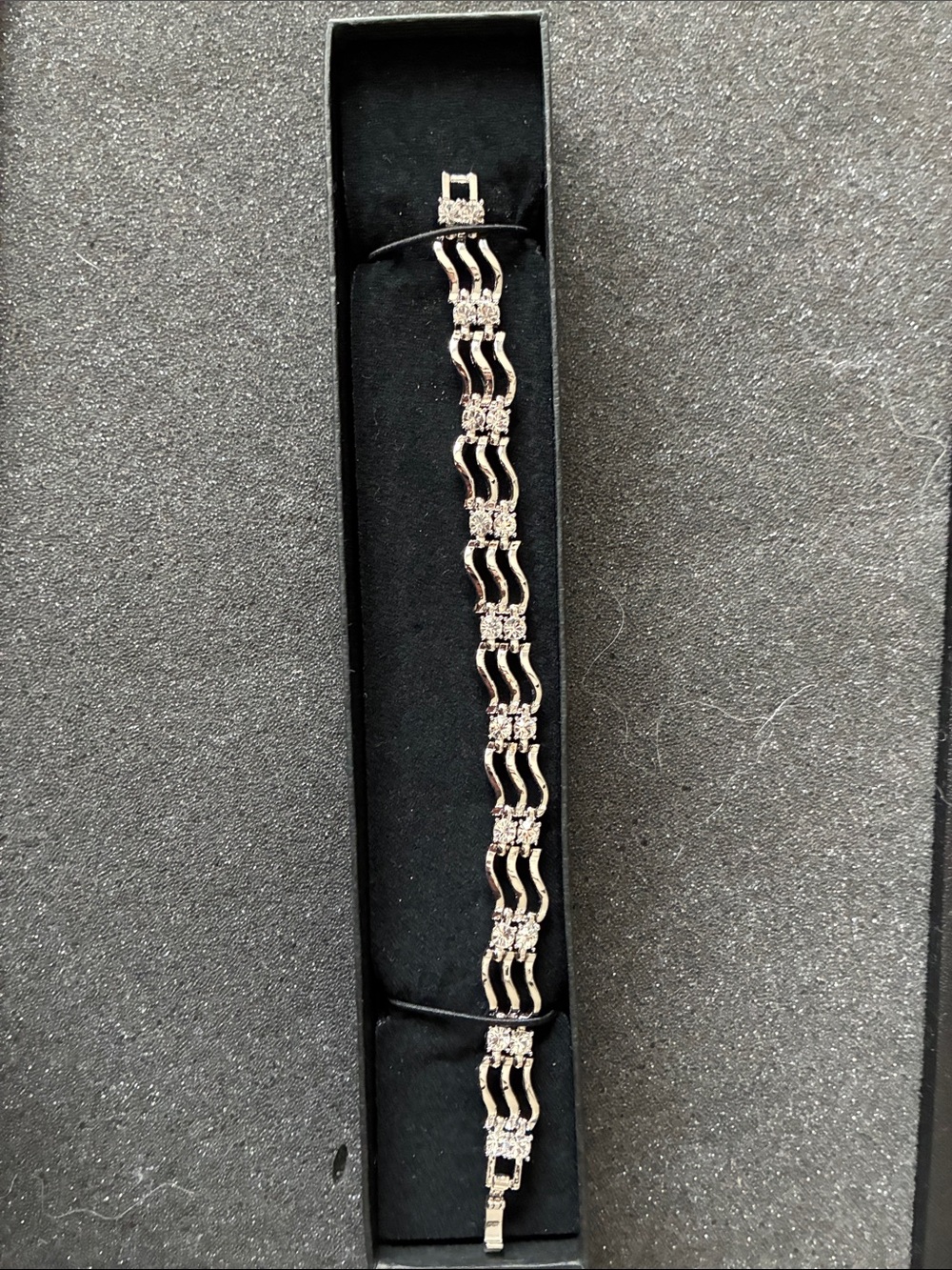 Silver-Tone Crystal Accent Women's Bracelet Watch Band